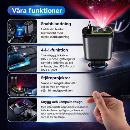 NordLadd 120W | 4-i-1 Snabbladdare med RGB Stjärnhimmel
