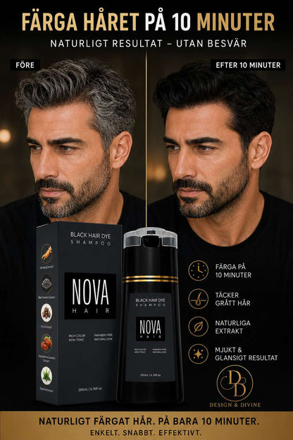 Nova Hair- Gråhårschampo för snabb täckning